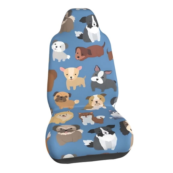 Cute Dogs Car Seat Covers Stretch Car Seat Protectors Universal Fit