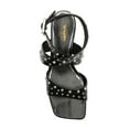 thumbnail image 3 of XYD Women Summer Crossover Buckled Ankle Strap Block Mid Heel Sandals Studs Square Open Toe Pumps Fashion Shoes Size 6 Black, 3 of 4