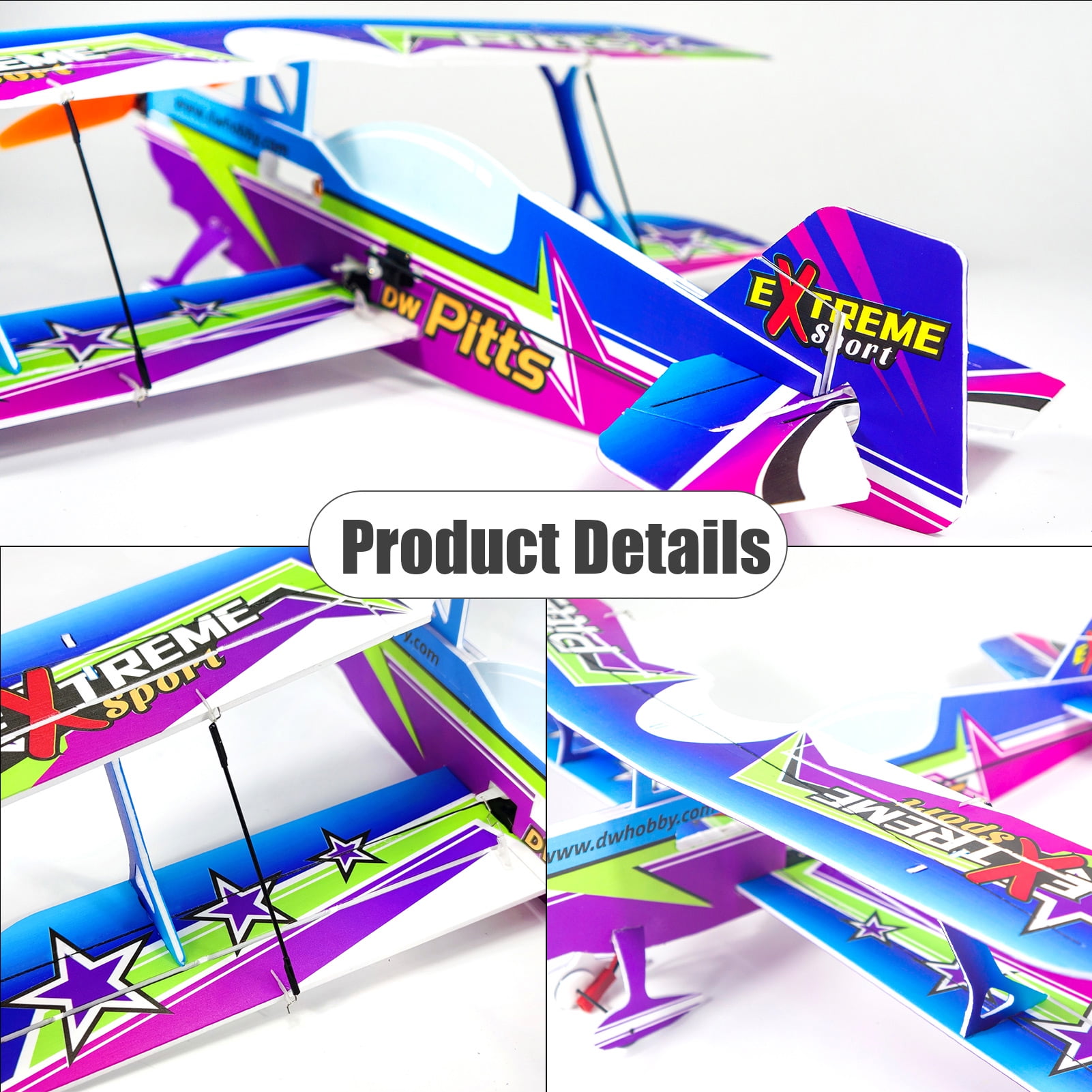 Dwh DWH E3005-152E PITTS RC Airplane Aircraft Foam Plane 450mm Wingspan Outdoor  Toys For Adults Kids Boys DIY Assembly Model With Brushless Motor Propeller Servo Receiver