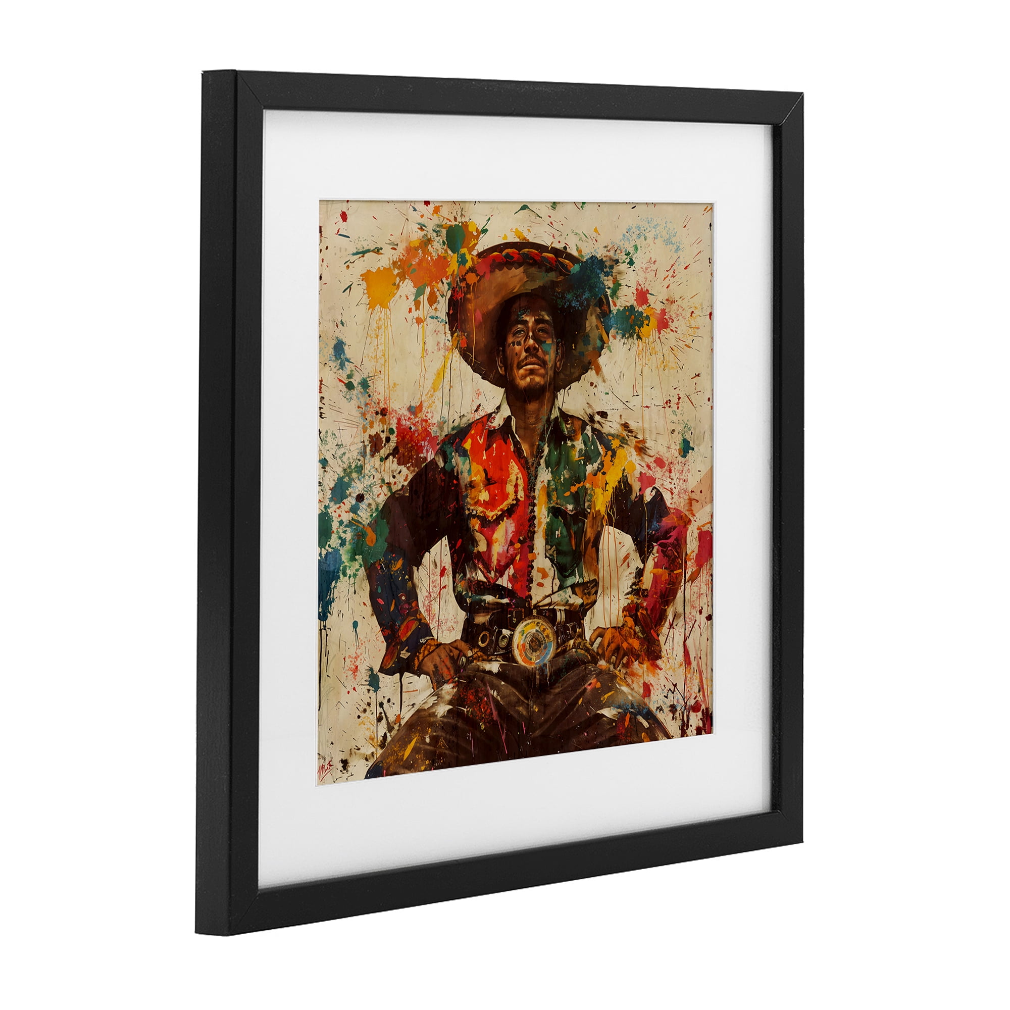 Stupell Industries El Mexicano with Paint Splatters Black Framed Print Under Glass, design by Marta Wiley