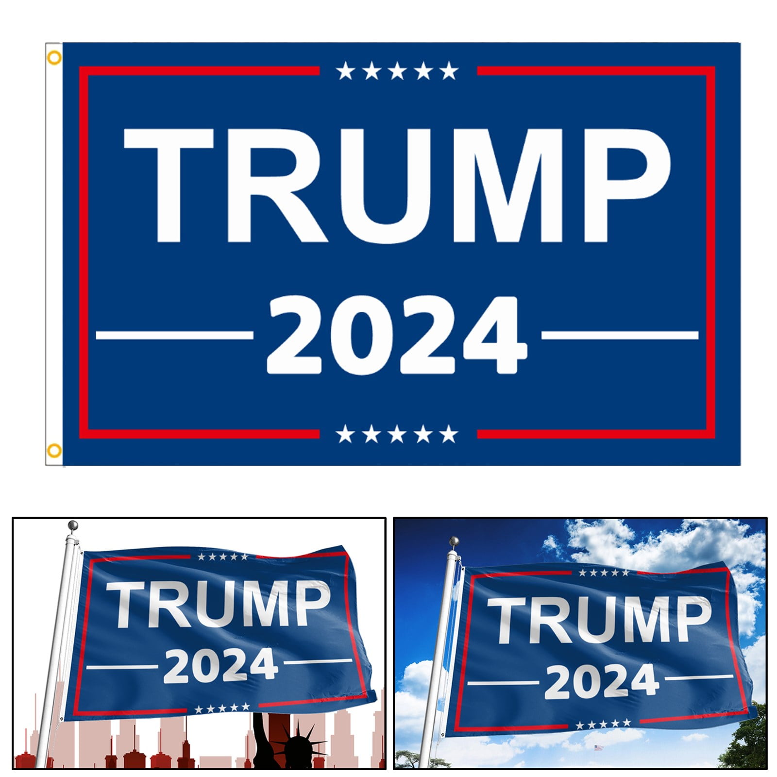 3x5ft Trump 2024 bandera estadounidense Presidential Election Donald Trump Banner Maga Estados Unidos Stock 
