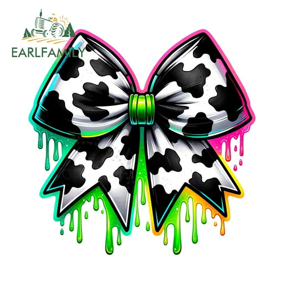 EARLFAMILY 5.1 Inch Cow Bow Car Stickers Motorcycle Skateboard Windshield Occlusion Scratch Waterproof JDM Decals Personality Amusing Car Accessories