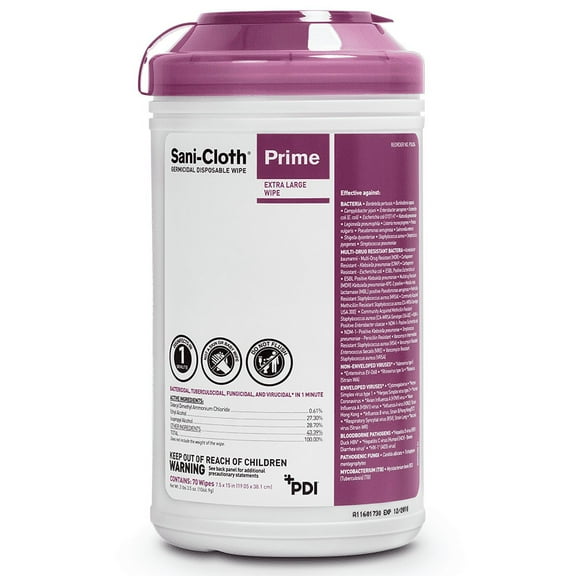 PDI Sani-Cloth Prime Germicidal Disposable X-Large Wipe 70 Count
