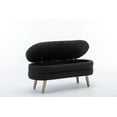 thumbnail image 4 of Storage Ottoman Bench, 44.88" Boucle Upholstered Entryway Bench with Flip Top and Safety Hinges, Oval End of Bed Bench with Solid Wood Legs for Living Room Bedroom Hallway, Black, 4 of 7