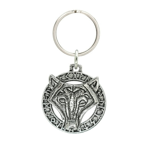 Celtic Wolf In Runes Keychain, G027KC, 1 1/2 inch, Pewter, Key Fob, Key Ring, Keys, Zipper Pull, Luggage Tag, Backpack, Over 300 Keychain Designs, Handmade in the USA, 100% American Made