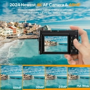 Digital Camera 4K Vlogging Camera for YouTube with 32G SD Card 180° 3Flip Screen 16X Autofocus 48MP Video Cameras