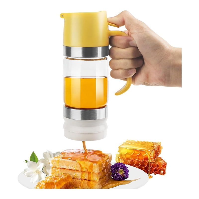 2Pcs 10OZ/300ml Honey Dispenser No Drip - Syrup Pump for Coffee, Mini Jars Coffee