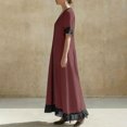 thumbnail image 5 of YuXingFu Boho Dresses for Women Maxi V-Neck Plus Size Womens Dress 1/4 Sleeve Solid Color Long Casual Summer Red S, 5 of 7