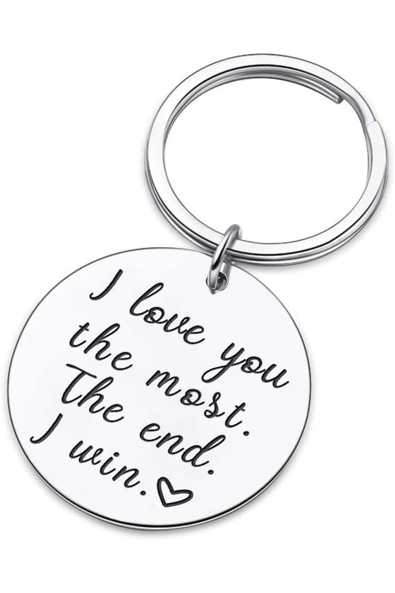 Valentine Day Gifts Couple Key Chain Gifts for Him Her-Husband for Girlfriend Boyfriend Wife Keychain Gifts for Anniversary Birthday Wedding Gifts from Wifey Hubby-I Love You Most The End I Win