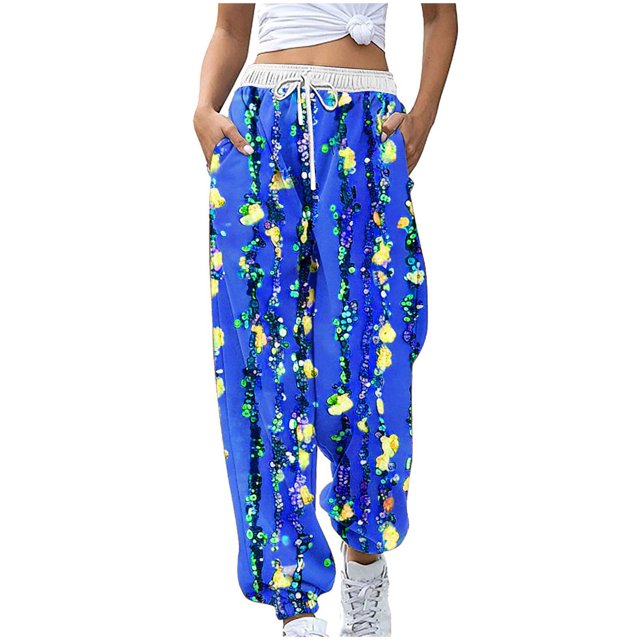 Birdeem Women Fashion Color Blocked Printed Drawstring Pants