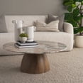 thumbnail image 2 of Allyson Round Brown Pedestal w/ Pink Marble Top Coffee Table, 2 of 6