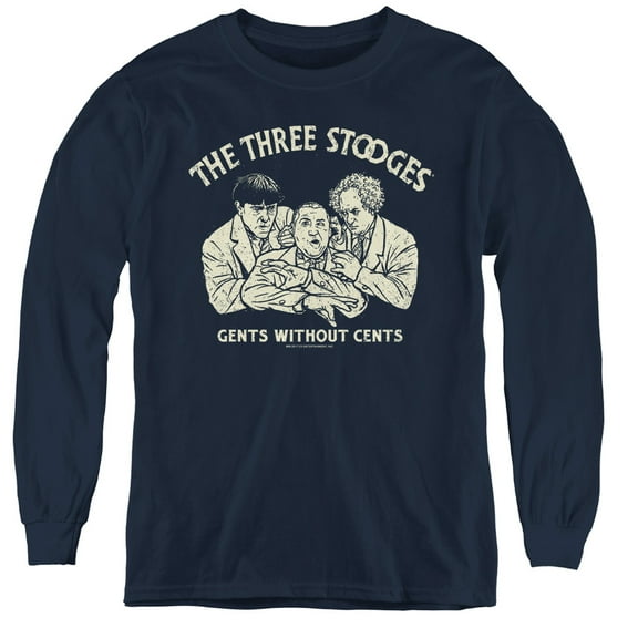 Three Stooges - Without Cents - Youth Long Sleeve Shirt - Large