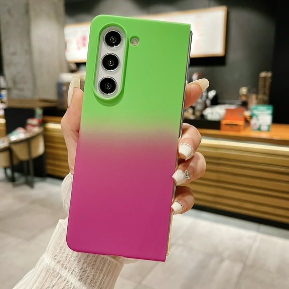 for Samsung Galaxy Z Fold 5 2023 Case, Frosted Silicone PC Shockproof Slim Gradient Color Case Soft Microfiber Cloth Lining Cushion Compatible with Samsung Galaxy Z Fold 5 5G, Mint Rose