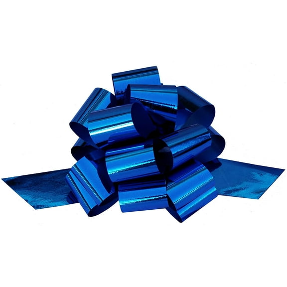 Metallic Royal Blue Decorative Gift Pull Bows - 5" Wide, Set of 10, Easter, Memorial Day, 4th of July, Wreath, Gift Basket, Christmas, President's Day