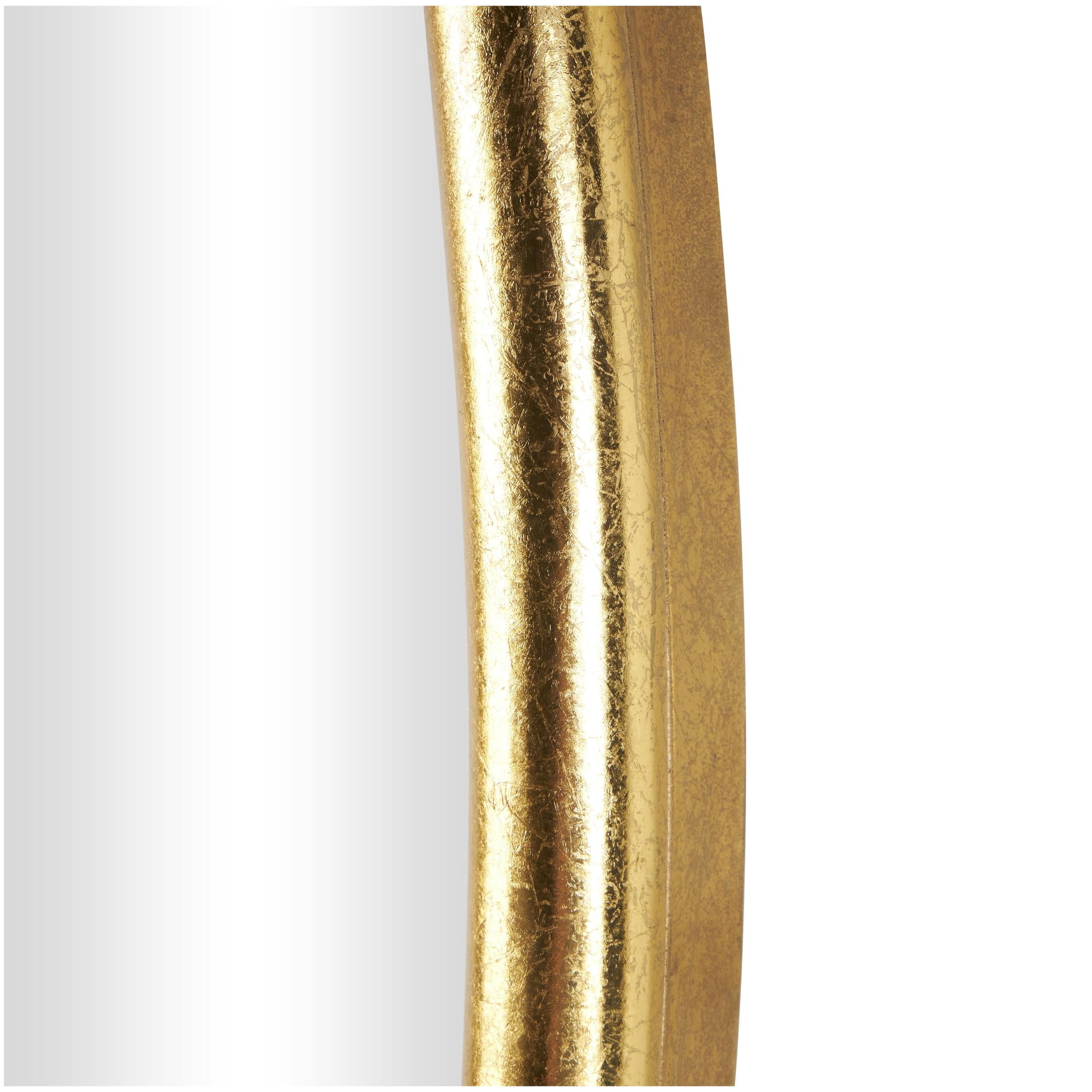 DecMode 24" x 38" Gold Ornate Baroque Oval Scroll Wall Mirror