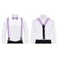 thumbnail image 5 of Jacob Alexander Men's Solid Fabric Suspenders Braces Convertible Leather Ends and Clips Y-Back - Lavender, 5 of 7