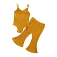 thumbnail image 2 of Franhais Baby Girls Clothing Set, Solid Color Sleeveless Romper + Long Flare Knitted Pants, 2 of 6