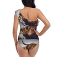 thumbnail image 5 of Gaeub Portrait Of Highland Cow With Its Baby Cow Women's One Shoulder Ruffle Tummy Control Swimwear for Swimming Surfing Beach Party - Large, 5 of 8