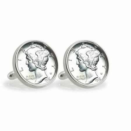 Silver Mercury Dime Sterling Silver Coin Cuff Links