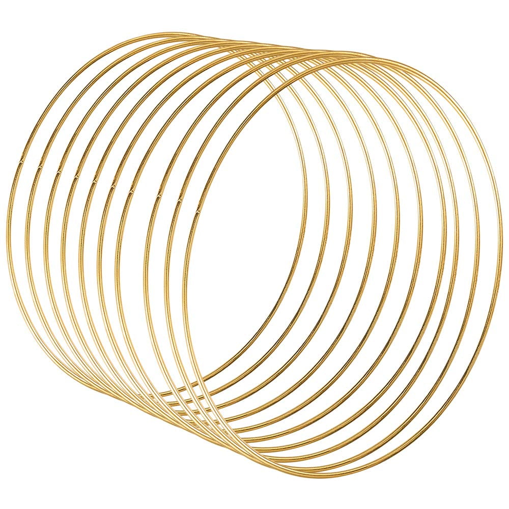 TETOU 10pcs Metal Floral Hoop Wreath Macrame 10" Gold Rings DIY Christmas Wedding Valentine's Day Dream Catcher Hanging Decor