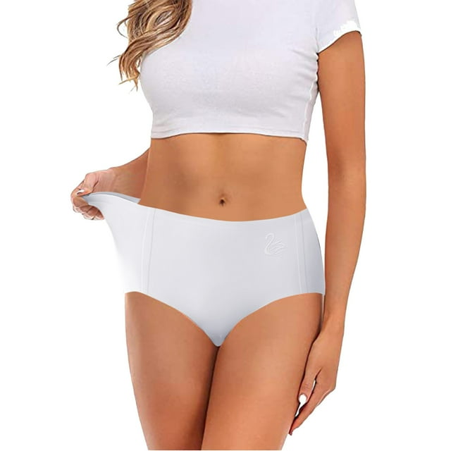 Gibobby Ropa Interior para Mujer Ropa interior cómoda seda hielo grande para mujer Ropa interior sólida tiro medio sin rieles (Azul, L)