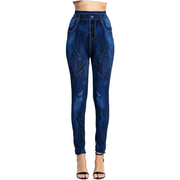ZPYESWOW Womens Pants Elastic Waist Women'S Stretch Slim Fit Denim Leggings Lift High Waist Stretchy Classic High Rise Slimming Jeggings Denim Trousers Pants Blue XXL