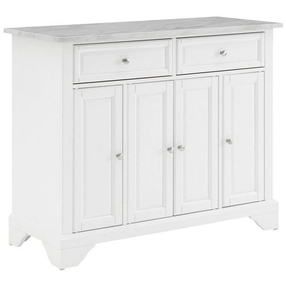Crosley Furniture Avery Chariot d'Îlot de Cuisine à Dessus en Bois, Blanc Vieilli