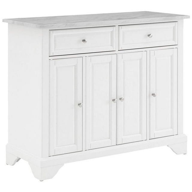 Pemberly Row Wood Top Kitchen Island Cart in Distressed White