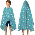 thumbnail image 3 of Blue Cartoon Unicorn Ice Cream Donut Star Cloud Hooded Bath Towel，50"x30" for Ages 3 To 12 Kids, Quick Dry Lightweight Soft Microfiber Hood Beach Towel Cover Up for Kids, 3 of 7