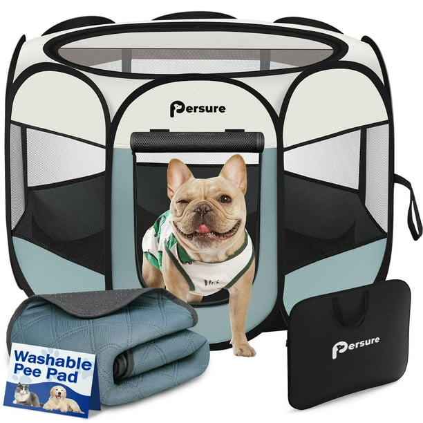 Corral para mascotas Persure para interiores y exteriores, gris, pequeño