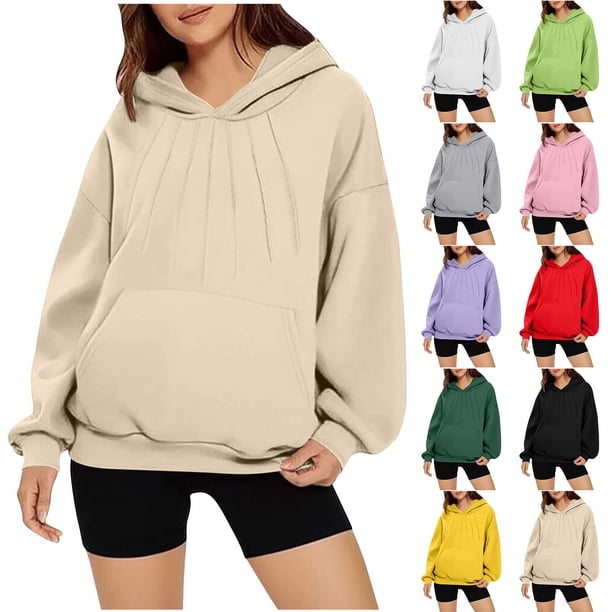 Tops para mujer,Sudadera informal con capucha para mujer, manga larga con bolsillo, material acrílico, cómoda para usar en casa, sopatenor