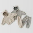 thumbnail image 4 of KYAIGUO Kids Baby 2Pcs Hooded Sweatsuit Pants Outfit Set for Boys Girls,Infant Toddler Infant Spring Fall Long Sleeved Clothes Pullover Sweatshirt+ Jogger Pants Kid Track Suits for 3M-6Y, 4 of 9