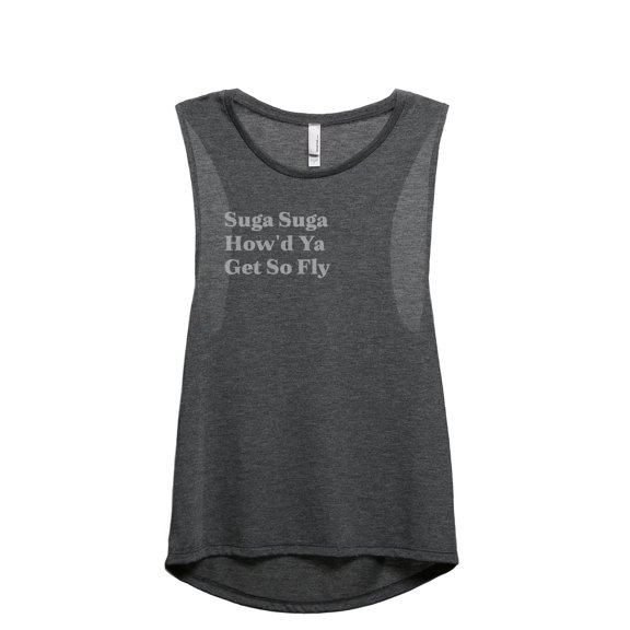 Suga Suga How'd Ya Get So Fly Women's Fashion Sleeveless Muscle Workout Yoga Tank Top Charcoal Grey 2X-Large