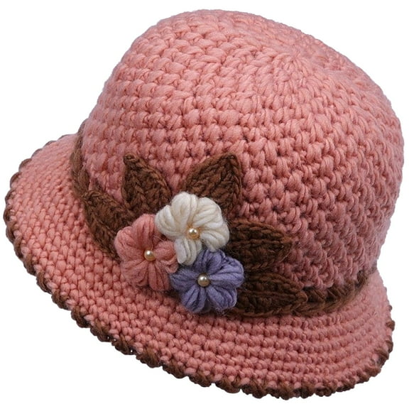 Outdoor Savings Project Clearance! Kyusrd 2023 Winter Women's Flowers Knitted Woolen Hat Ear Protection Wool Hat For The Elderly Knitted Hat