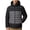 Dark Gray, variant on Iyufng Men's Color Block Hooded Puffer Jackets Horizontal Quilted Zip Up Winter Windproof Coat with Side Pockets and Elastic Cuffs