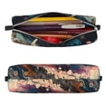 thumbnail image 2 of Yiaed Abstract Peacock Painting Print Leather Pencil Case - Leather Pen Pencil Holder - Elegant & Practical Pencil Pouch for Work & Office, 2 of 7