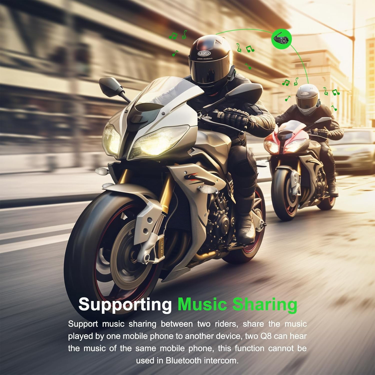 2PC EJEAS Q8 Motorcycle Bluetooth Headset Upgraded Mesh 3.0 Intercom Motorbike Communication System for 6 Riders Group Talking