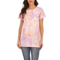 thumbnail image 2 of ZAXARRA Femmes Été Maternité Allaitement Tops Manches Courtes Col Rond Tie Dye Print en Vrac T-shirt, 2 of 9