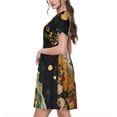 thumbnail image 2 of Rocae Abstract Gold Floral Galaxy for Dresses Summer Casual Ruffle Short Sleeve Cute Crew Neck Flowy Dress with Pockets, 2 of 6