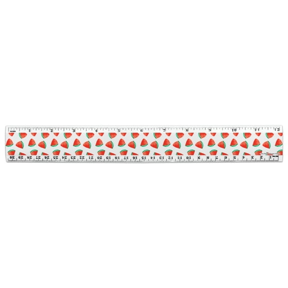 Watermelon Slices Summer Pattern 12 Inch Standard and Metric Plastic Ruler