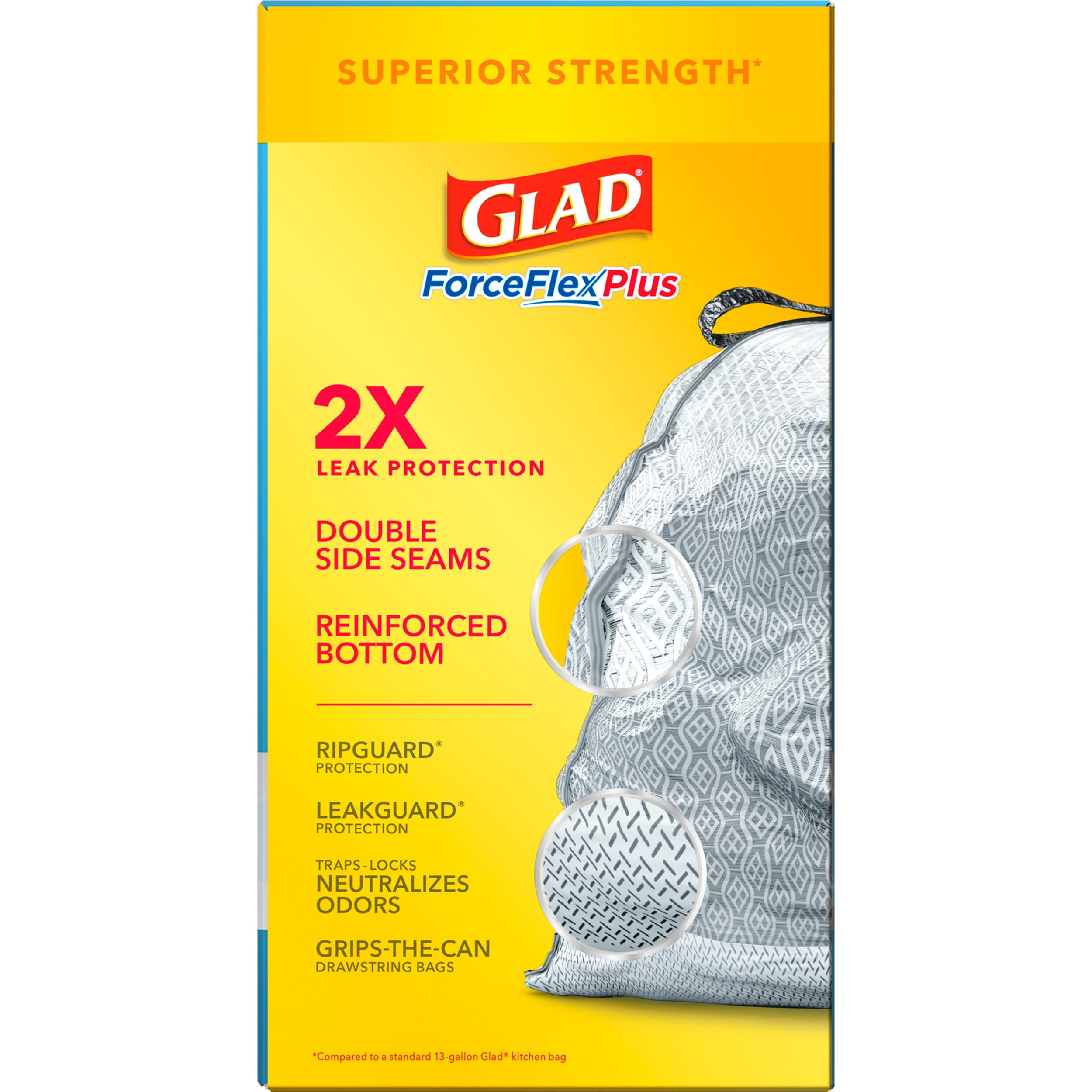 Glad ForceFlex with Febreze Gain Original Scent Tall Kitchen Drawstring Trash  Bags, 80 ct - City Market