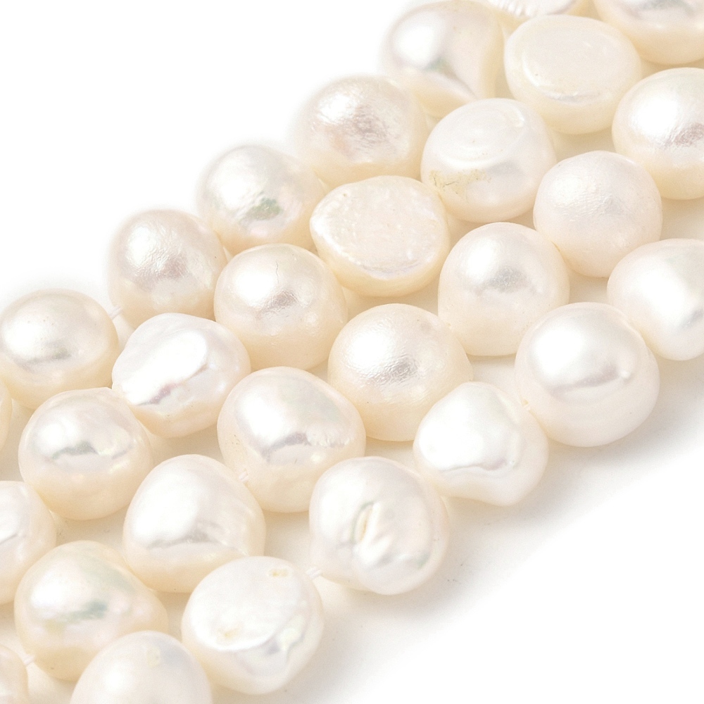 4strands Natural Cultured Freshwater Pearl Beads Strands Two Sides Polished Grade 3A+ White 11~12mm Hole: 0.5mm about 17pcs/strand 7.09 inch(18cm)