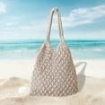 thumbnail image 6 of MERILER Women's Straw Crochet Backpack with Drawstring Closure, Casual Beach Daypack for Girls, Summer Crossbody Handbag, 6 of 7