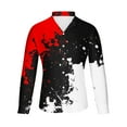 thumbnail image 4 of Mens Shirts Fashion Long Sleeve Ink Patchwork Printing Shirts for Men Plus Size Lapel Collar Mens Dress Shirts Stylish Big & Tall Button Up Daily Hawiian Shirt for Men(Clearance-Sale,Red,2XL), 4 of 5