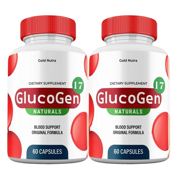 GlucoGen 17 Capsules, Gluco Gen17 Pills Blood Support Supplement Maximum Strength All Natural, 30 Day Supply (2 Pack)
