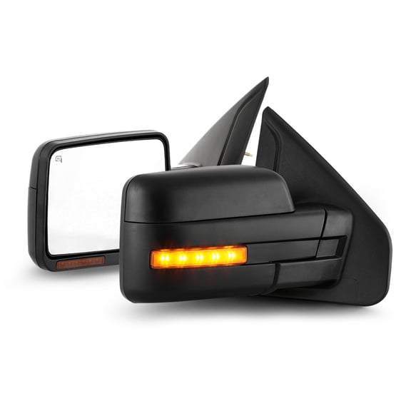 AKKON - Pair [Amber Sequential LED Signal] Fits 2007-2014 Ford F150 Power Heated Towing Side Mirror Replacement Driver Passenger