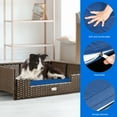 thumbnail image 4 of Dextrus Rattan Dog Bed for Large Medium Dogs and Cats, 34.6''Lx23.6''Wx11.8''H Indoor Outdoor Pet Bed with Blue Cushion, 4 of 7