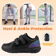 FitVille Extra Extra Wide Walking Shoes for Men with Adjustable Strap, Black, 11.5 Xx-Wide