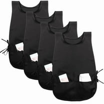 4 Pack Cobbler Apron with 2 Pockets, Waterproof Art Smock for Women, Men, Cleaning, Painting, Housekeeping, Work Black