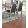 thumbnail image 4 of Miekor Furniture Majestic Formal Set of 2 Side Chairs Grey / Silver Finish Rubberwood Dining Room Furniture Intricate Design Cushion Upholstered Seat Tufted Back W5U658, 4 of 7